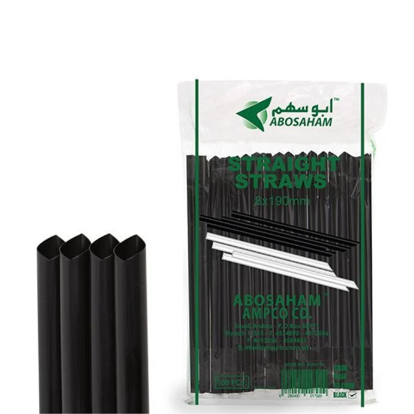017929-حبة مصاصات عصير لون اسود STRAIGHT STRAWS 8* 190 m - الصورة 1