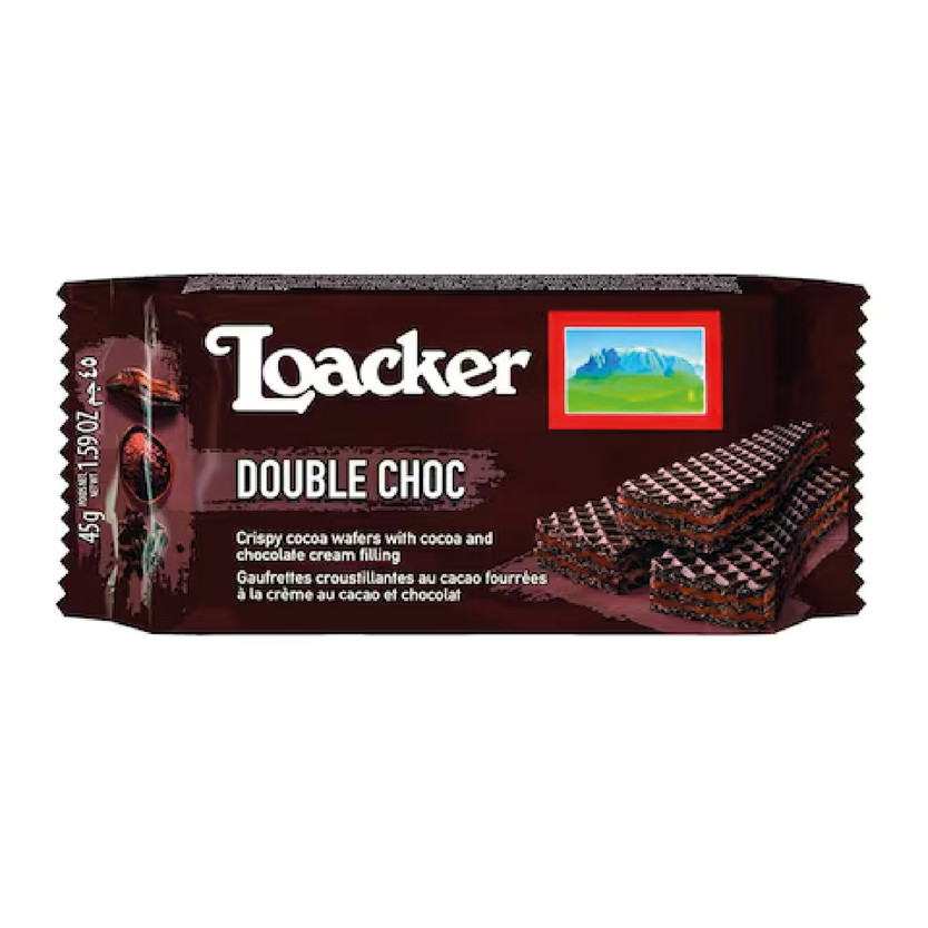 03445-حبة LOACKER SANDWICH DOUBLE CHOCLATE 45 GM - Image 1