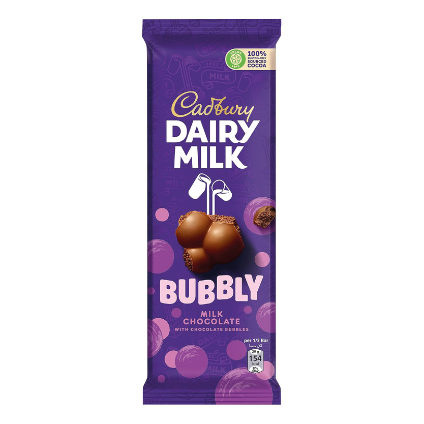09428-حبة CHOCLATE DAIRY MILK BUBBLY 87 GM - Image 1