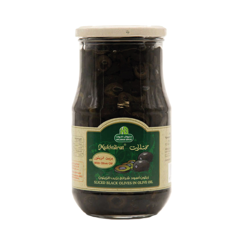 21171-حبة HALWANI SLICED BLACK OLIVE 650 G - Image 1