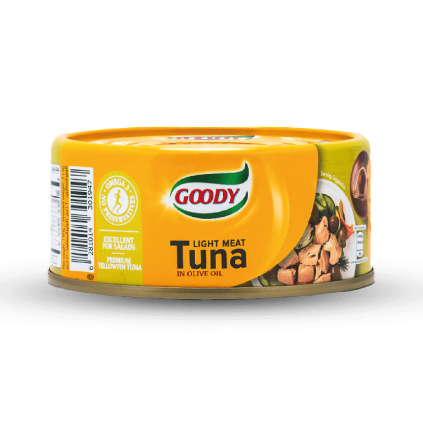 21380-حبة GODDY LIGHT MEAT TUNA IN OLIVE OIL 160 G - Image 1