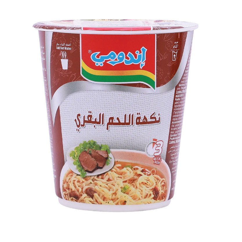 30421-حبة اندومي نكهة لحم بقري كاسات 60 جم - الصورة 1