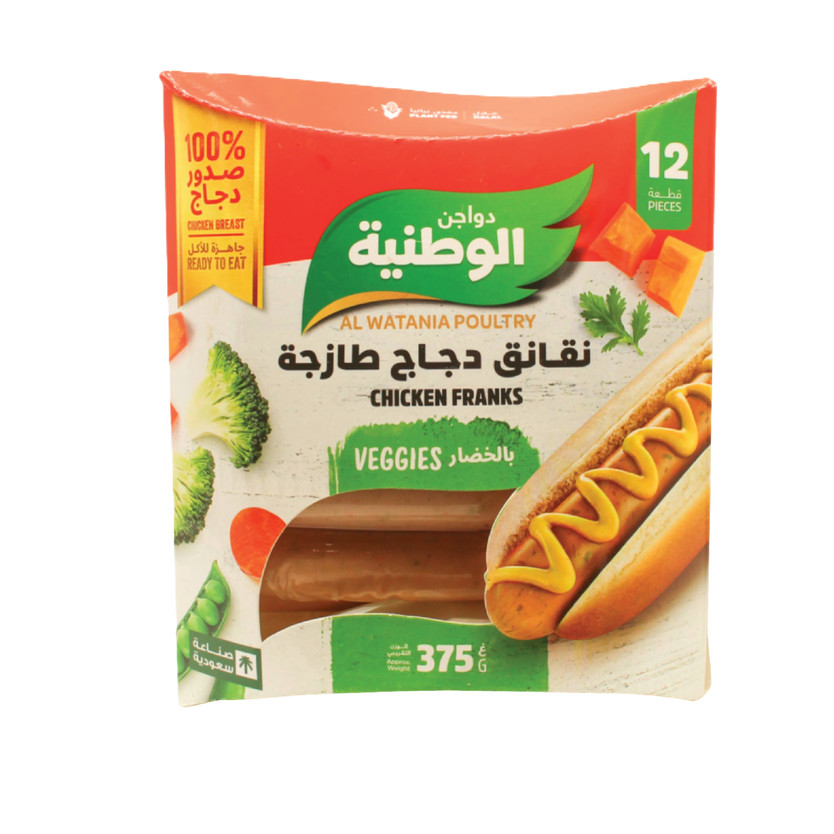 31832-حبة نقانق دجاج طازجة بالخضار الوطنية 375 جرام - الصورة 1