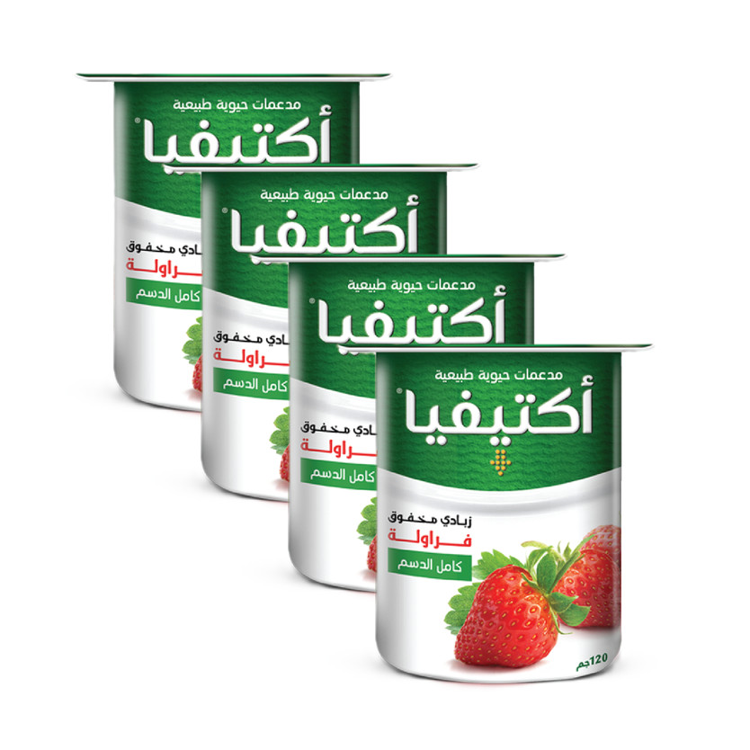 70505-باكت YOGURT ACTIVIA FF STRAWBERY 120 GM - Image 1