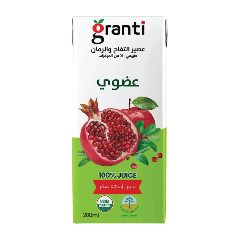 865045-حبة قرانتي 100% عصير تفاح + رمان عضوي 200 مل - الصورة 1