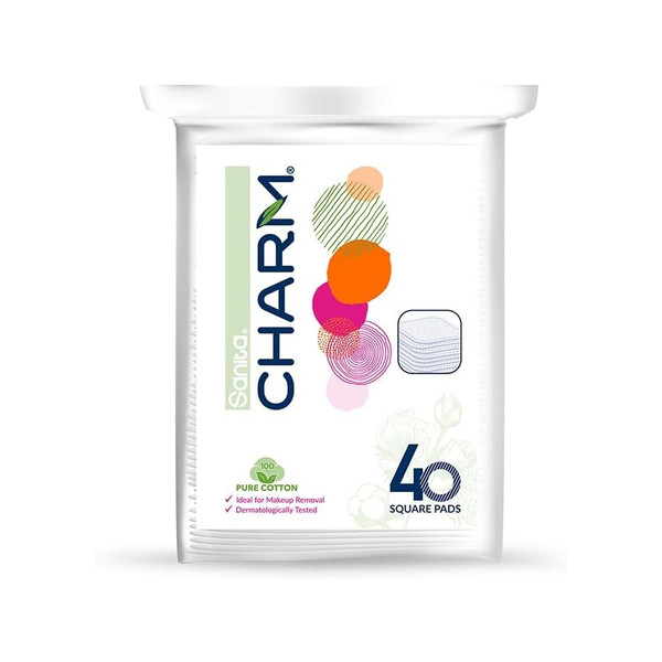 13324-علبه SANITA CHARM LADT WHITE40 SQUARE PADS - Image 1