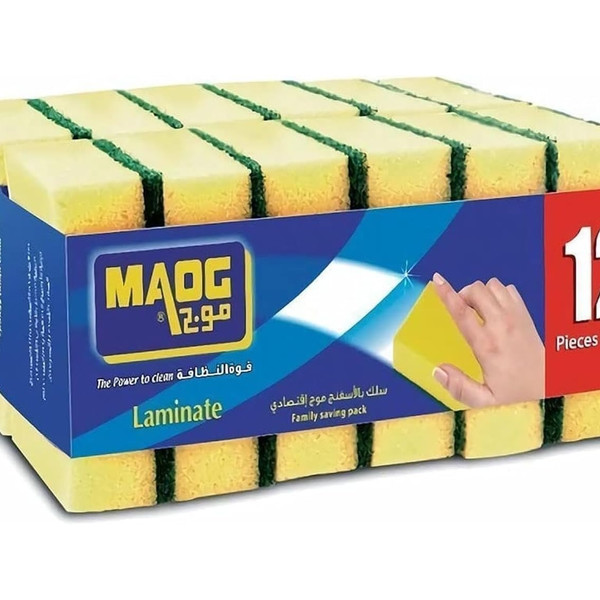 14022-حبة Maog Sponge WScrubber 12Pcs (Econome Pack) - Image 1